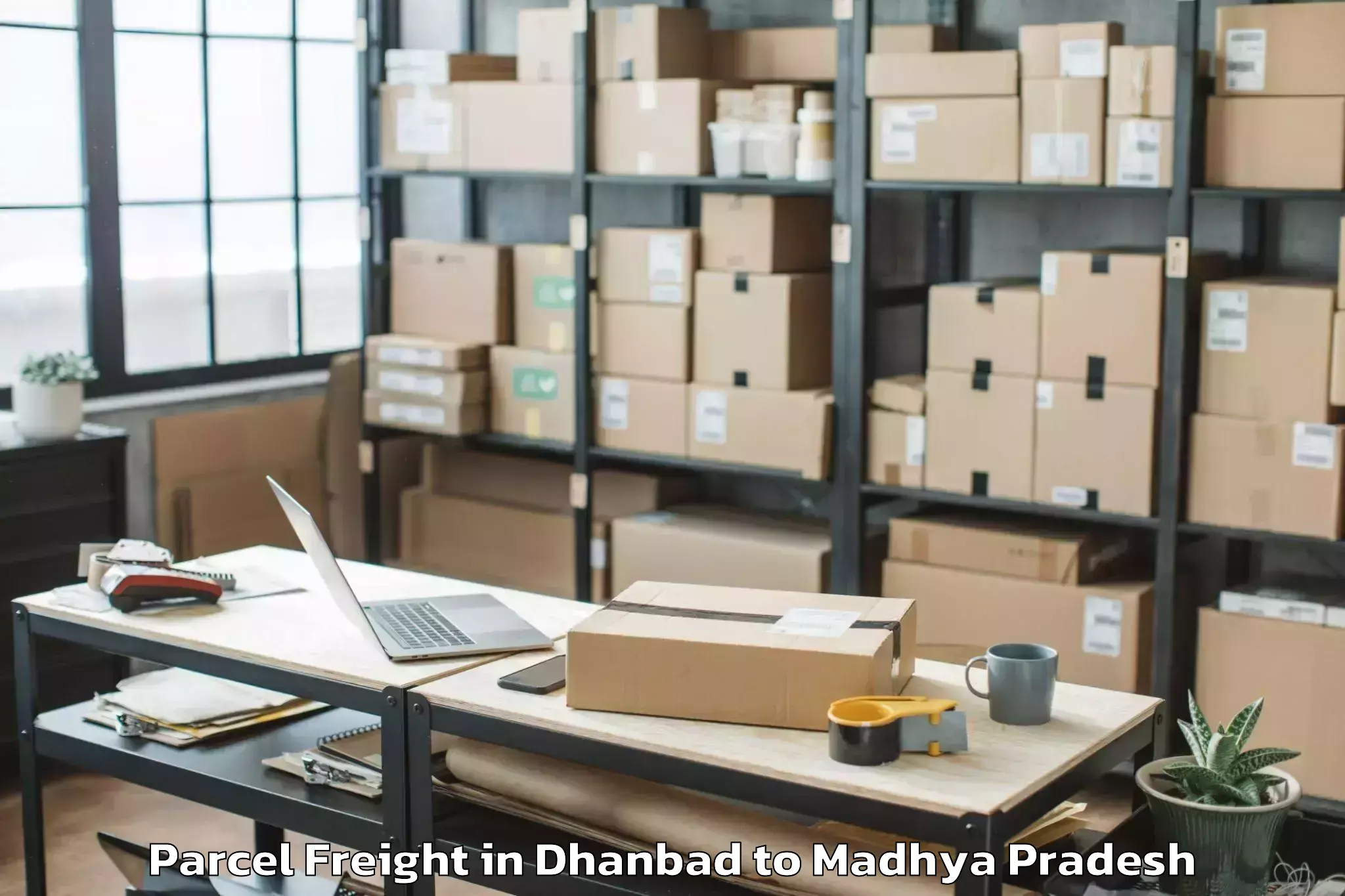 Efficient Dhanbad to Rahatgarh Parcel Freight